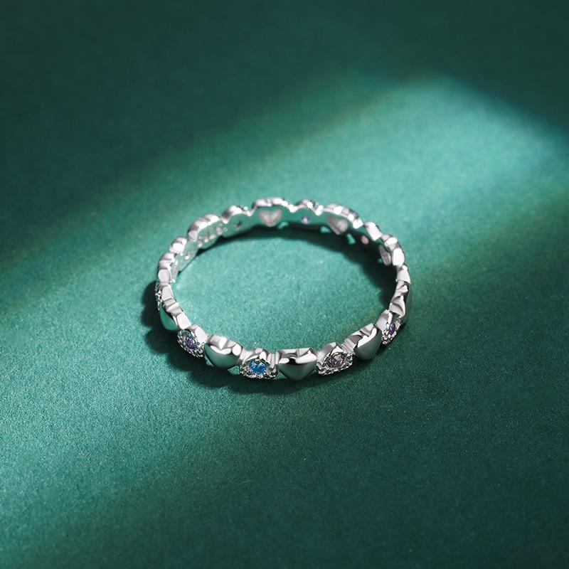 2022 NEW Classic Topaz Amethyst Heart Shape Couple Ring For Womens Loves Original Sterling Silver Engagement Bridal Gift Jewelry