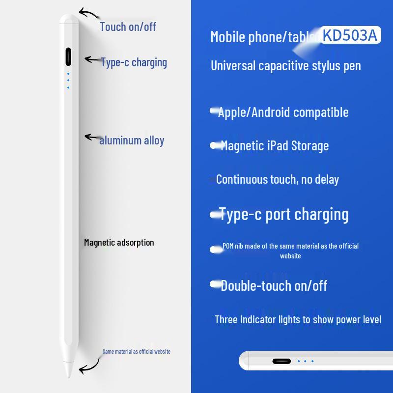 Magnetic Apple Pencil Replacement - Bluetooth Capacitive Stylus for iPad with Anti-Mistouch Feature