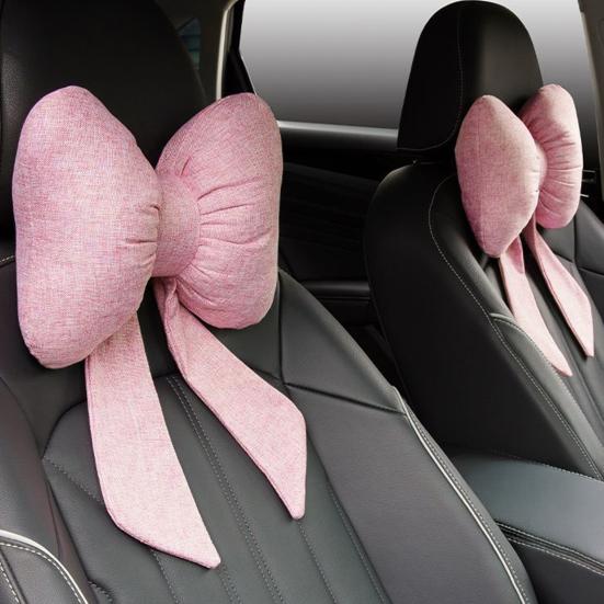 Car Headrest Pillow Vehicle Neck Pillow with Adjustable Strap Easy To Install Ergonomic Bow Neck Support Cushion Waist Pillow