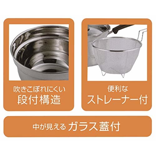 PEARL METAL Verneige Saucepan, Silver, 18cm, with Stainless Steel Glass Lid and Strainer, HB-4499