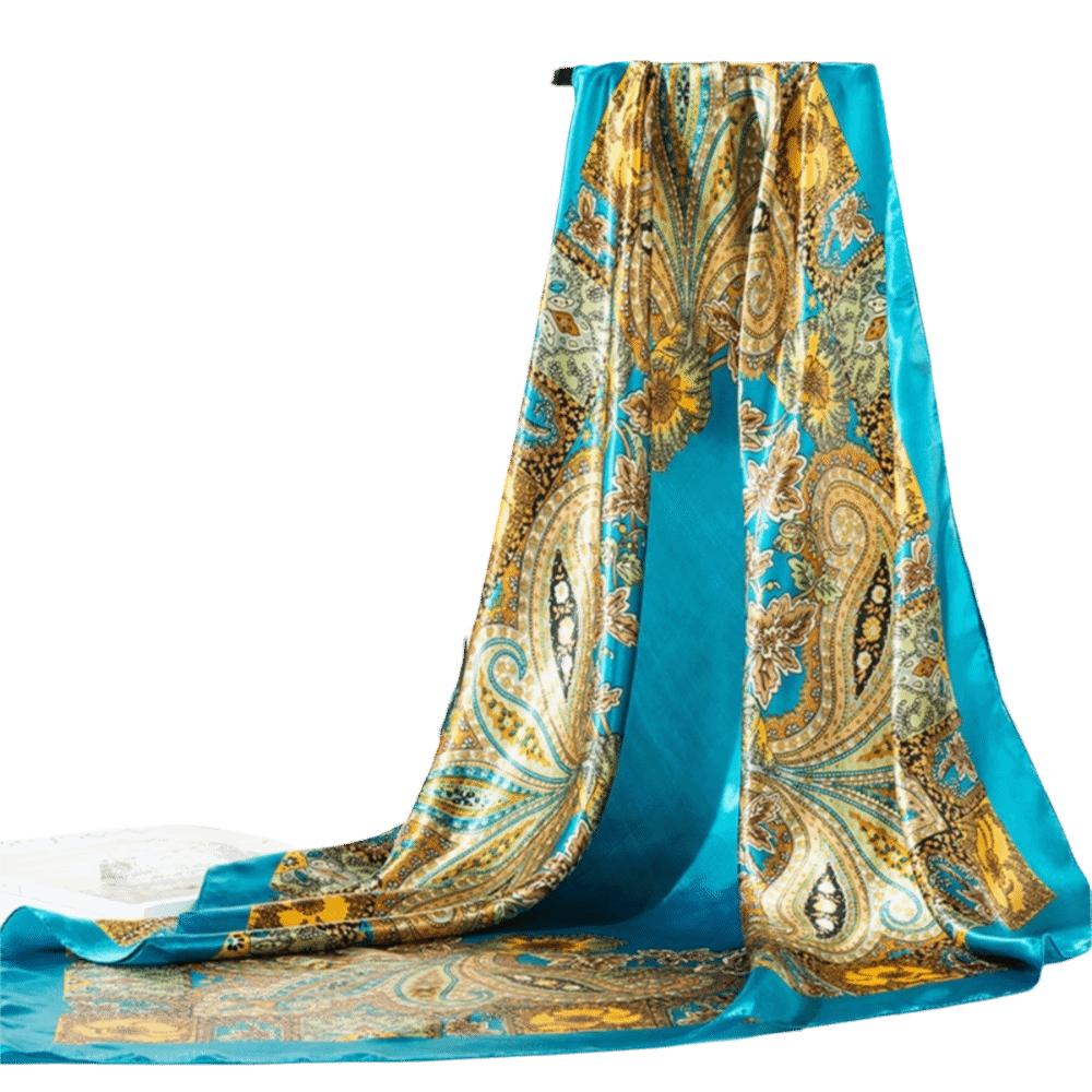 Floral Print Satin Scarf Hijab Soft Head Scarf Elegant Square Silk Scarf Women