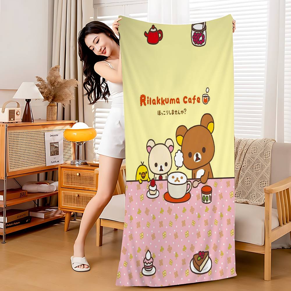 Япония Милый Мультяшный R-ilakkuma Пляжное Полотенце Цветные Банные Полотенца Для Девочки Микрофибра Быстросохнущие Индивидуальные Без Песка Пляж Йога Спортзал