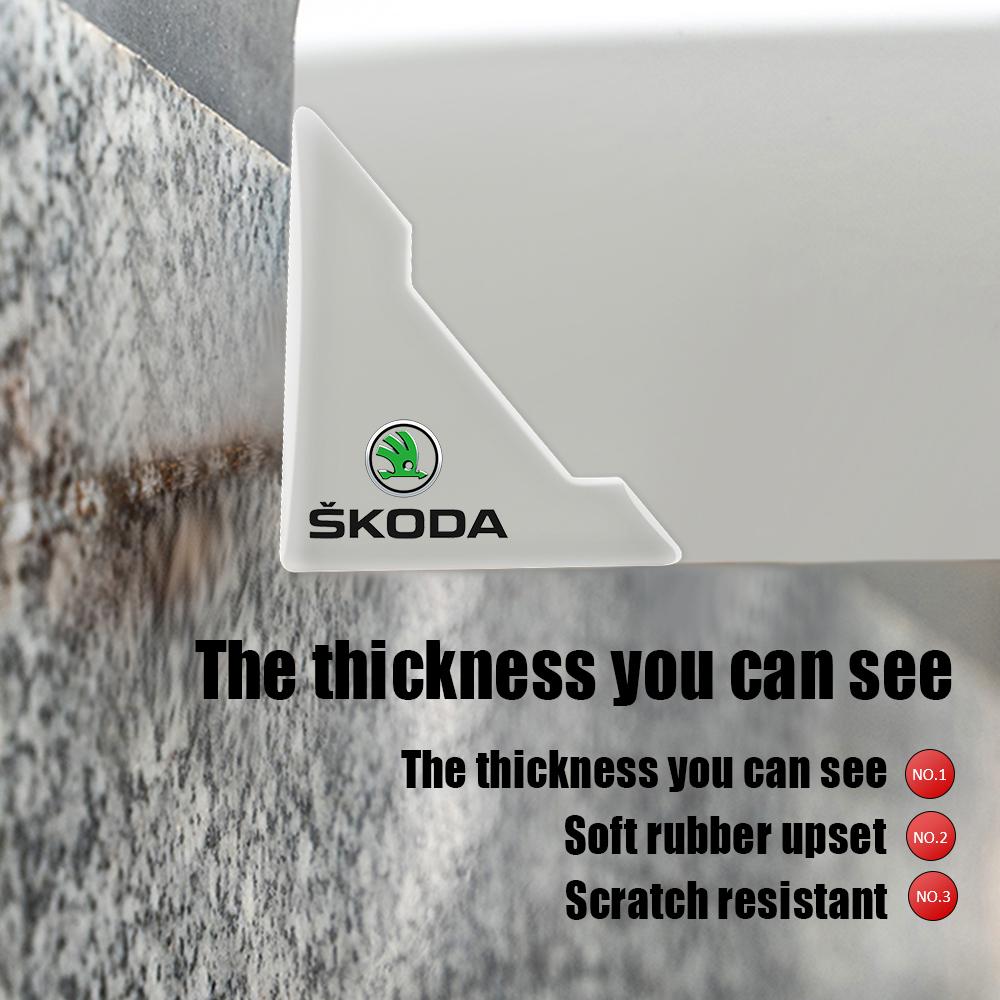 ADU1 2/4Pcs Transparent Car Door Corner Cover Anti Collision Protection Sticker For Skoda Yeti Fabia Octavia Superb Rapid Kamiq Karop