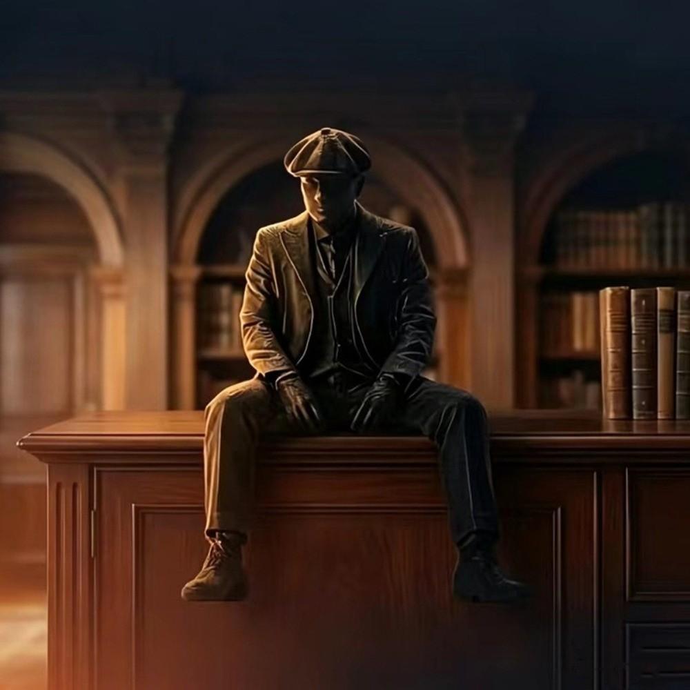 3D Printed Magician Statue Home Decoration Sitting Man Figurine Bookshelf Decor