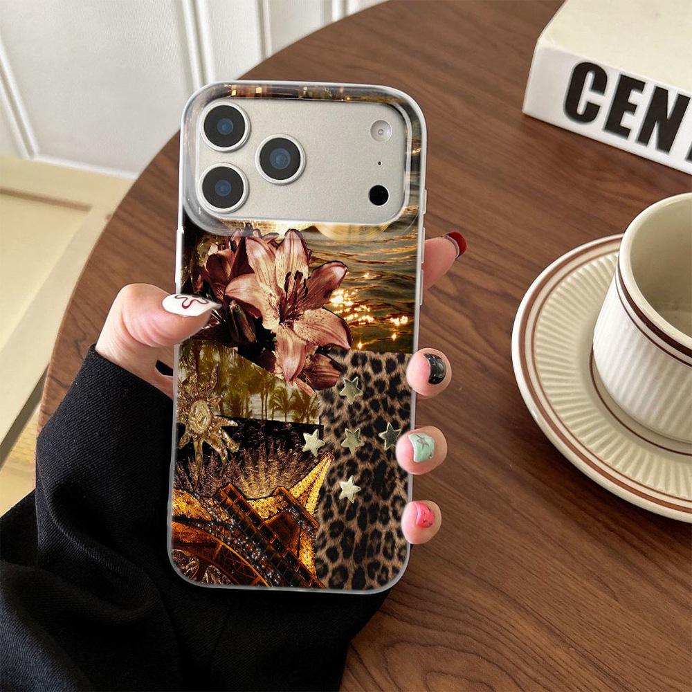 Чехол для телефона с узором «Цветок леопарда» для iPhone 11 13 12 Pro Чехол 14 16 Plus 15 Pro Max 17Air Силиконовый Мягкий Прозрачный Ударопрочный Чехол