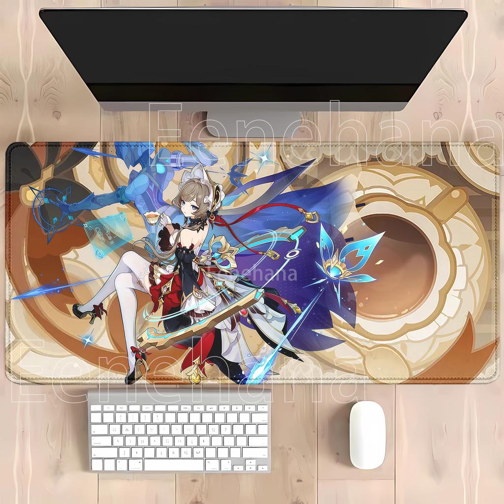 Mouse Pad Sandrone Capitano Gaming Genshin Impact Hd Printing Anime Girl Desk Mat Rubber Office Accessories Overlock Xxl Carpet