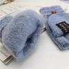 Unisex Winter Warm Imitation Cashmere Thicken Flip Mittens Fingerless Gloves Half Finger Gloves