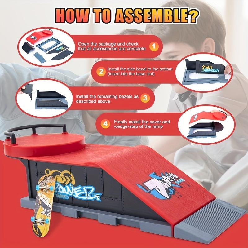 Мини-наборы для фингерборд-парка 6 в 1 Игрушки-фингерборды с 6 фингербордами, 6 деками для скейтпарка, рампой, фингербайком, подарок