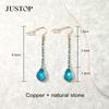 High-end Blue Diamond Droplet Pendant Earrings for Women, Long Tassel Crystal Earrings Simple Light Luxury Zircon Earrings