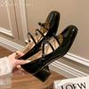Women Marie Janes Shoes Square Toe Heeled Sandals Loafers Shoes Summer 2025 Trend Shallow Dress Pumps Elegant Zapatillas Mujer