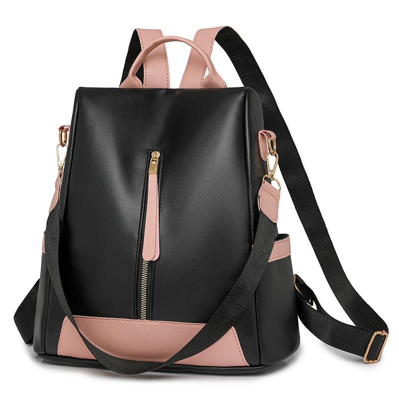 Рюкзак Color Block Anti-Theft, женская дорожная сумка из мягкой кожи, большой емкости