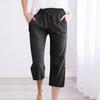 Fashion Women Fashion Casual Solid Color Drawstring Pocket Calf-Length Pants