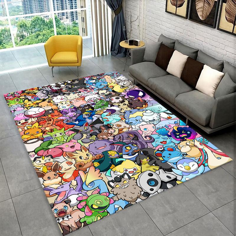 Милый Мультяшный Ковер с Пикачу из Покемонов для Игровой Комнаты, Спальни, Гостиной, Дивана, Домашнего Декора, Нескользящий Коврик для Игровой Зоны Ребенка