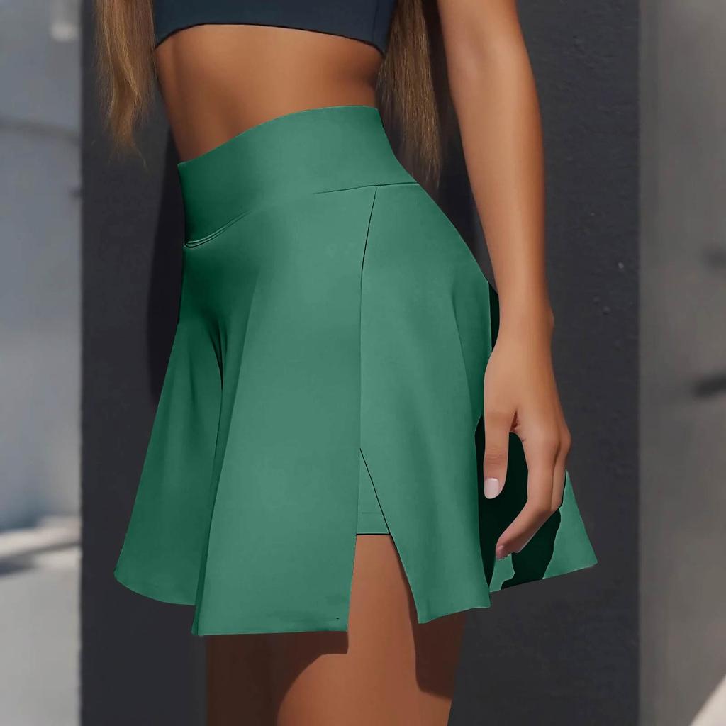 Женская повседневная однотонная короткая полуюбка с высокой талией, спортивная юбка, плиссированная юбка