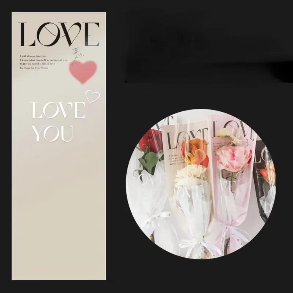 LOVE Bouquet Plastic Bag Waterproof Flower Wrapping Paper New Rose Packaging Bags