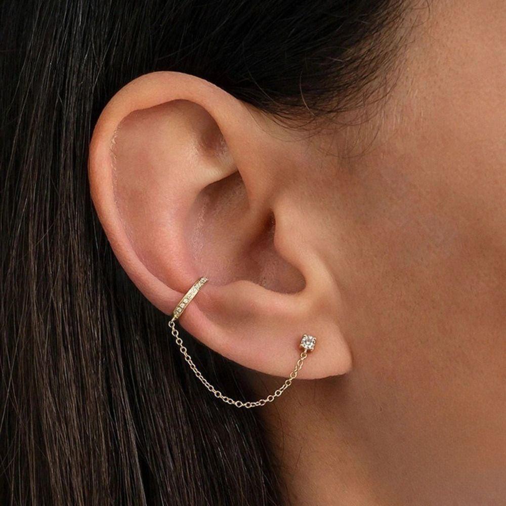 Серьги-подвески Цепочка Зажимы-клипсы на уши Стиль Ear Cuff Серьги в стиле Helix Простой стиль Серьги для козелка Ухо