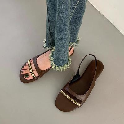 Женские летние сандалии из искусственной кожи, повседневные босиком для женщин 2024 года, удобные туфли на плоской подошве, модная обувь с открытым носком