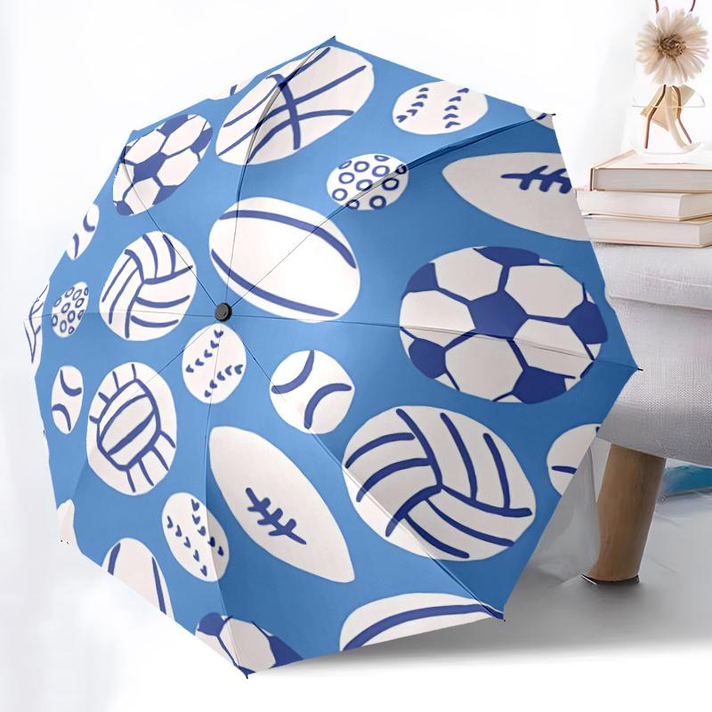 1pc Sports Balls Automatic Open/close Umbrella, 8-Rib sturdy structure, Portable Travel Umbrella, Parties, Everyday Use, 15