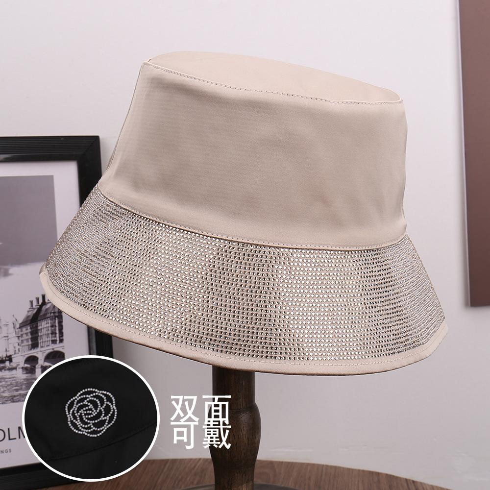 New high quality rhinestone decorative flower outdoor versatile elegant sunshade fashion bucket hat travel bucket hat