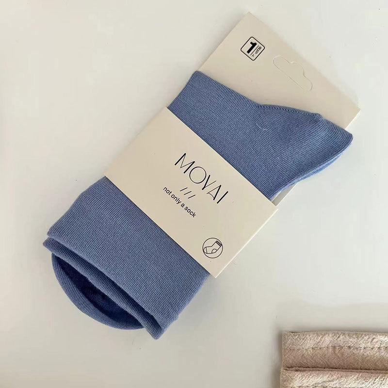 Spring And Autumn Lycra Fabric Mid-Leg Socks Solid Color Loose Lip Couple Casual Socks Soft And Comfortable Socks