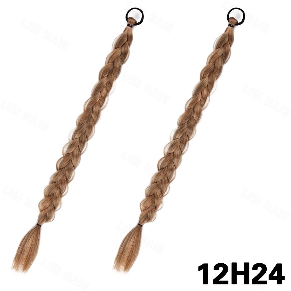 XINRAN 2 шт. синтетические длинные прямые косички для наращивания волос в виде хвостика, резинка для обертывания вокруг поддельных волос для женщин и девочек, повседневная одежда, аксессуары для волос