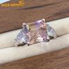 SACEGEMS 9*9MM Natual Ametrine Rings for Women 925Sterling Silver Wedding Party Fine Jewelry Festival Gift