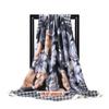 Women Fashion Square Vintage Print Satin Neckerchief Sun-Proof Scarf Scarves Shawl High Quality 1PC 90*90cm