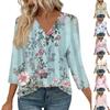 Женские топы с рукавами 3/4 и V-образным вырезом, повседневные туники, базовые рубашки, блузки свободного кроя