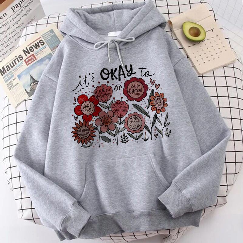 Женские повседневные толстовки с длинным рукавом, винтажные графические худи Y2k с капюшоном, пуловеры с цветочным принтом и принтом с алфавитом, одежда 90-х