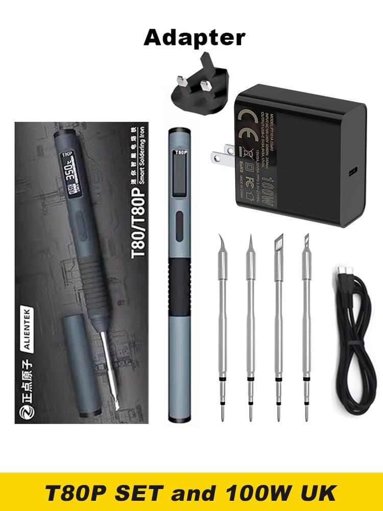 ALIENTEK T80P Electric Soldering Iron 100W Adjustable Digital Display Automatic Sleep BGA Precision Soldering Iron Repair Tool