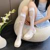 Кружевные Наслаивающиеся Носки Чехол Сетчатые Тонкие Летние Средней Длины Балетный Стиль Обхваты для Ног Белый Бант Носки на Икры Женские Длинные