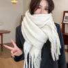 Tassel Wool Scarf Plush Long Shawl Retro Winter Cashmere Scarves  Student