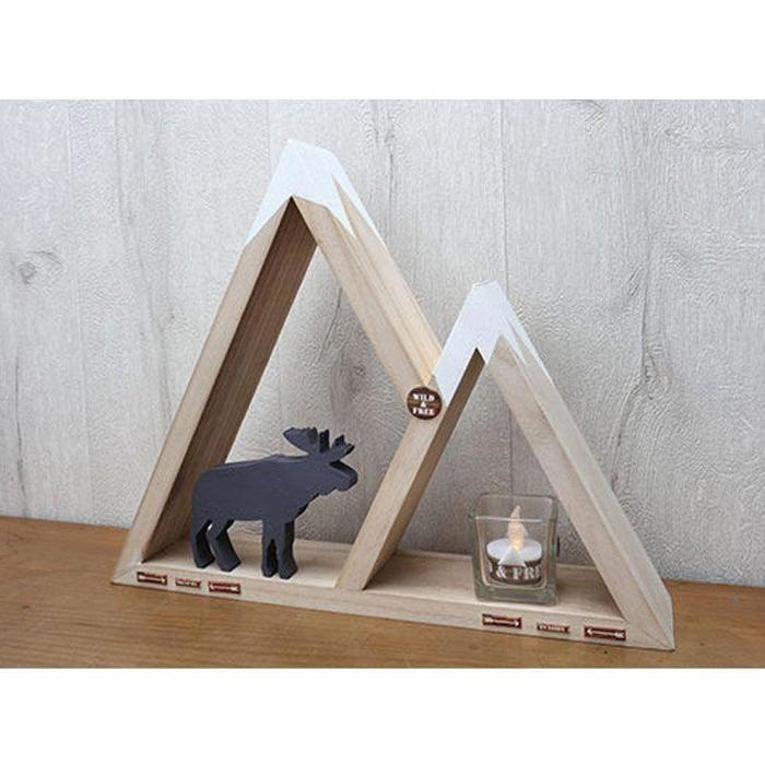 Деревянная настенная полка для декорирования 37 x 30 см - Гора