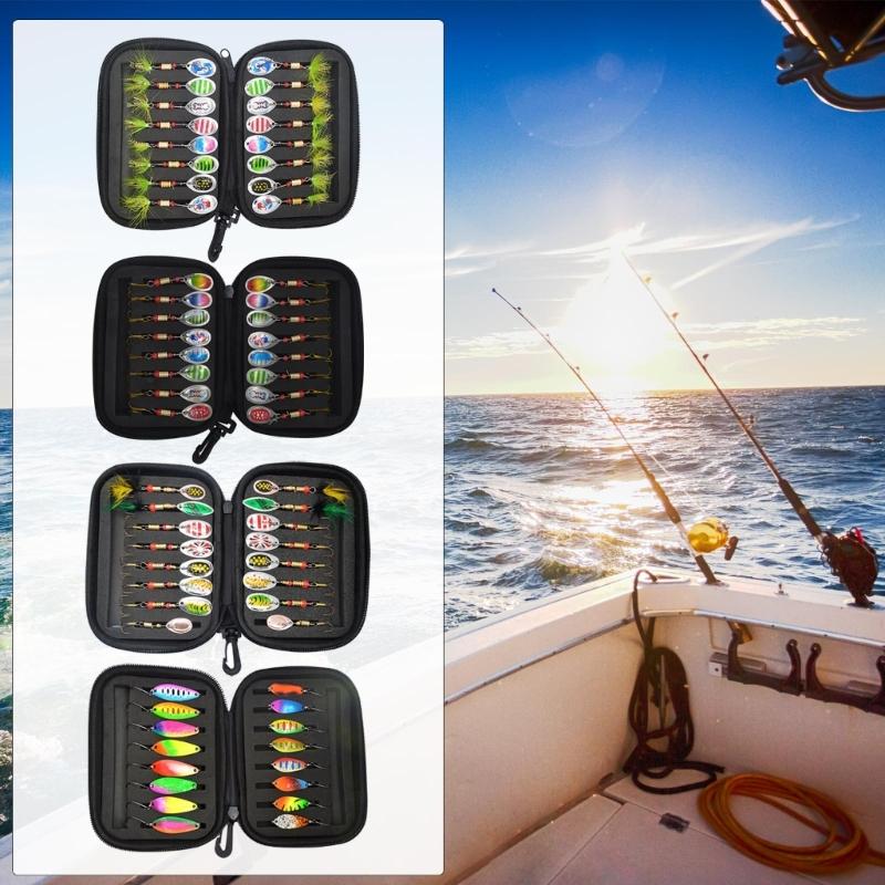 16 шт. рыболовных приманок с крючком, металлические блесны, спиннербейты, блестки, крэнкбейты, искусственные приманки с коробкой для снастей, прочные