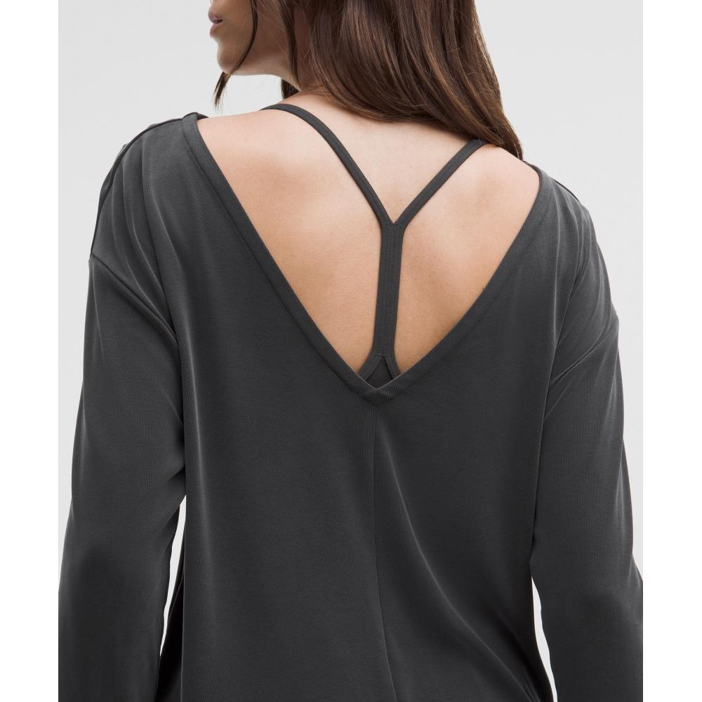 Lululemon Drapey Softstreme Boatneck Long Sleeve Shirt Black