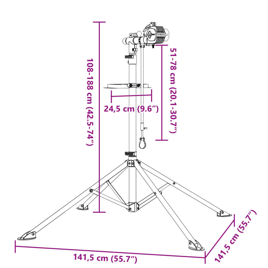 Foldable and Adjustable Bicycle Repair Stand Steel