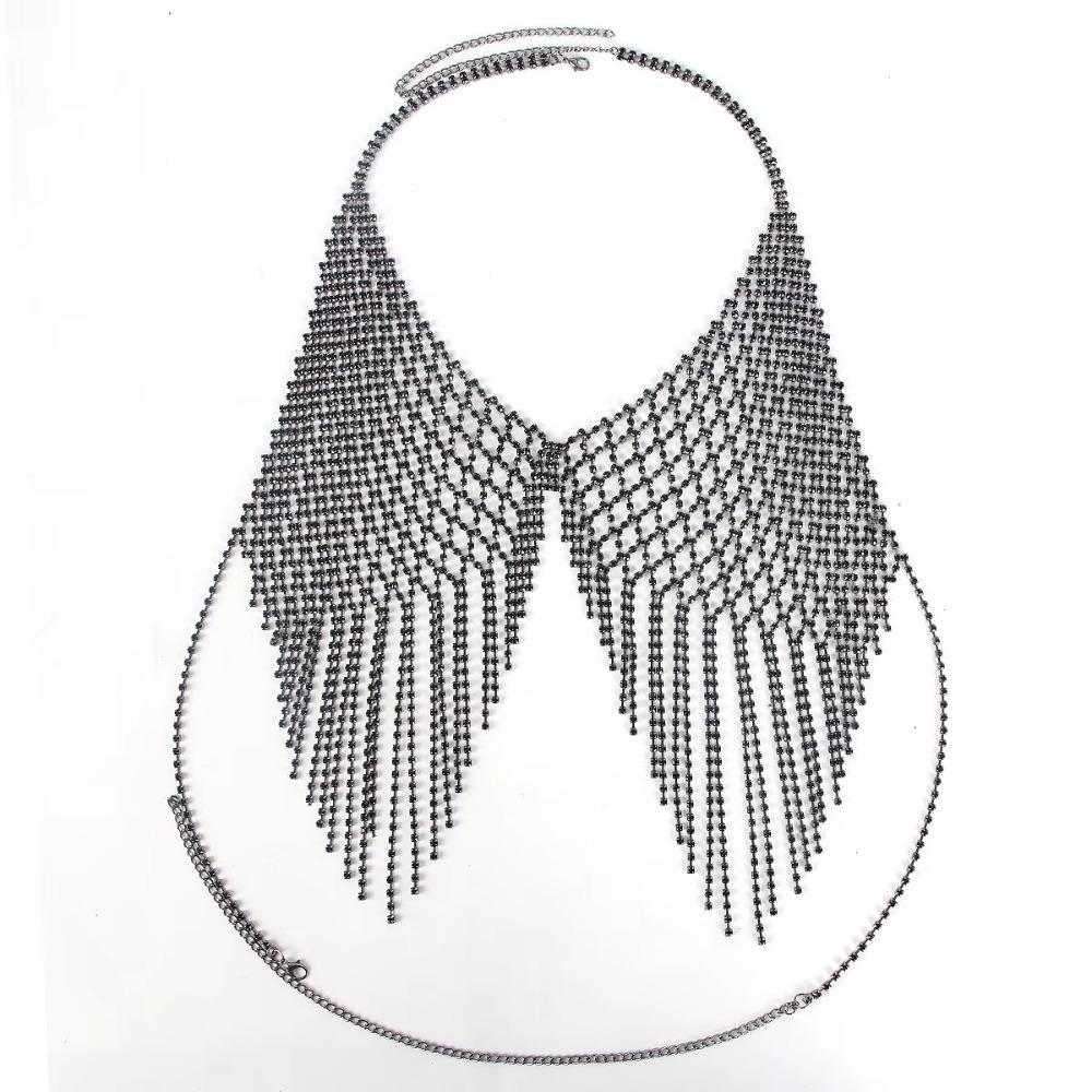 Блестящая цепочка-кисточка для бюстгальтера для кроп-топа, роскошная сетчатая цепочка для тела, ювелирное изделие, хрустальное нижнее белье, женская