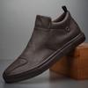 Мужская обувь повседневная кожаная обувь высокие кеды на одной педали модная обувь 2025 новинка мужские осенние ботинки Мартин универсальная мягкая подошва дышащая