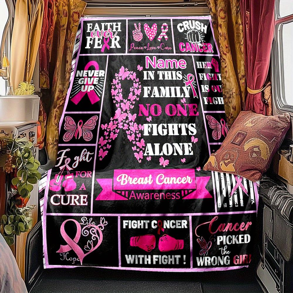 Breast Cancer Awareness Blanket Personalized Name Soft Comfortable Stylish Blanket Car Blanket Perfect For Travel Camping Outdoor Home Suitable For