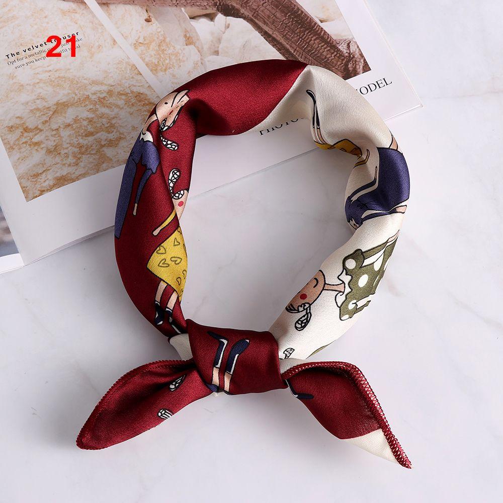 Vintage Wrist Wrap Head-Neck Tie Hair Band Silk Feel Satin Bandana Women Square Scarf Handkerchief