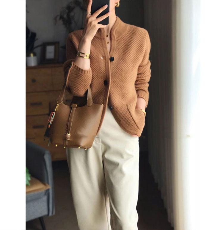 2022 Women's Thickened Cashmere Stand Collar Cardigan Sweater