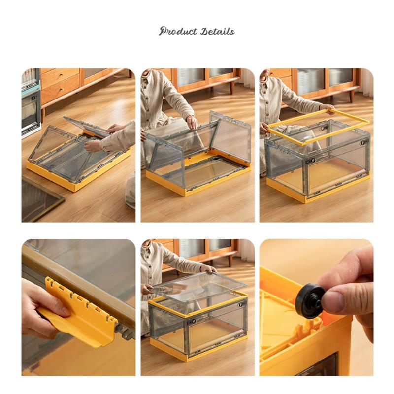 Складной ящик для хранения с крышкой и шкивами. Шкаф для хранения можно штабелировать.