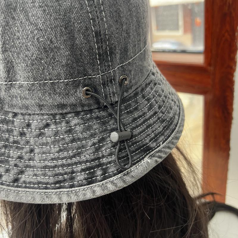 New plain face covering bucket hat women's summer fashion sun hat women's thin denim basin hat outdoor sun protection hat tide