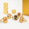 Uworld Vintage 18K Gold Plated Stainless Steel Drip Oil Rhinestone Square Tower Ring Women's Jewelry Party Gift