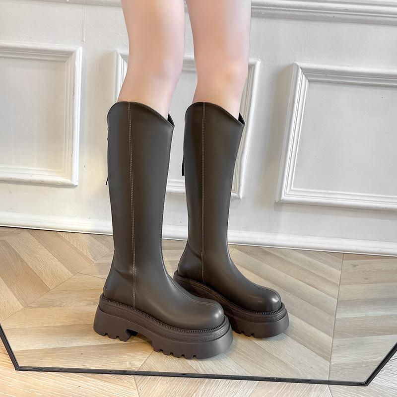 Fashion 2024 Winter New Round Headed Thick Bottom Waterproof Platform with Velvet Warmth Outer Wear Women Long Tube Boots Women's Boots