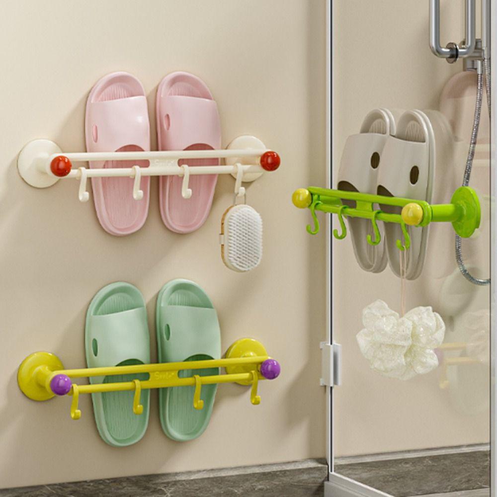 Wall Mounted Shoe Drying Hanger Punch Free Bathroom Slipper Hook  Bathroom Supplies