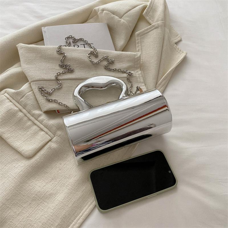 This Year's Popular Bag Women's 2025 New European and American Fashion Glossy Shoulder Bag Ins Acrylic Portable Cylinder Bag