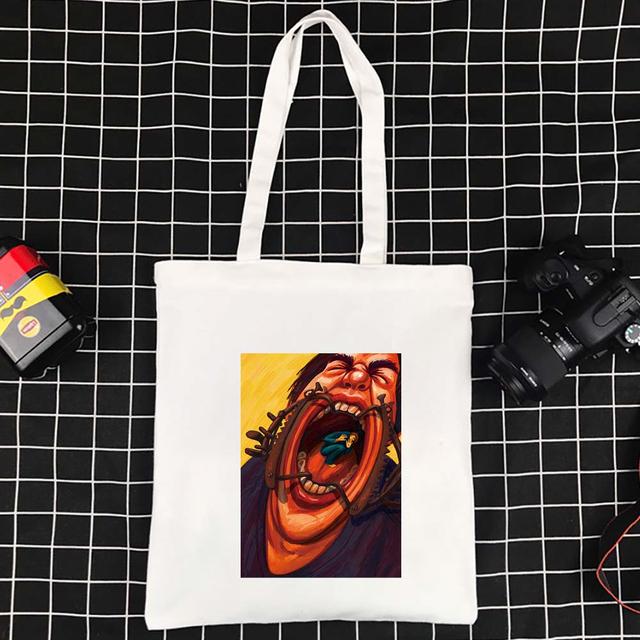 Высококачественная большая вместительная холщовая сумка-тоут, забавная складная женская сумка из полиэстера, складные сумки на плечо