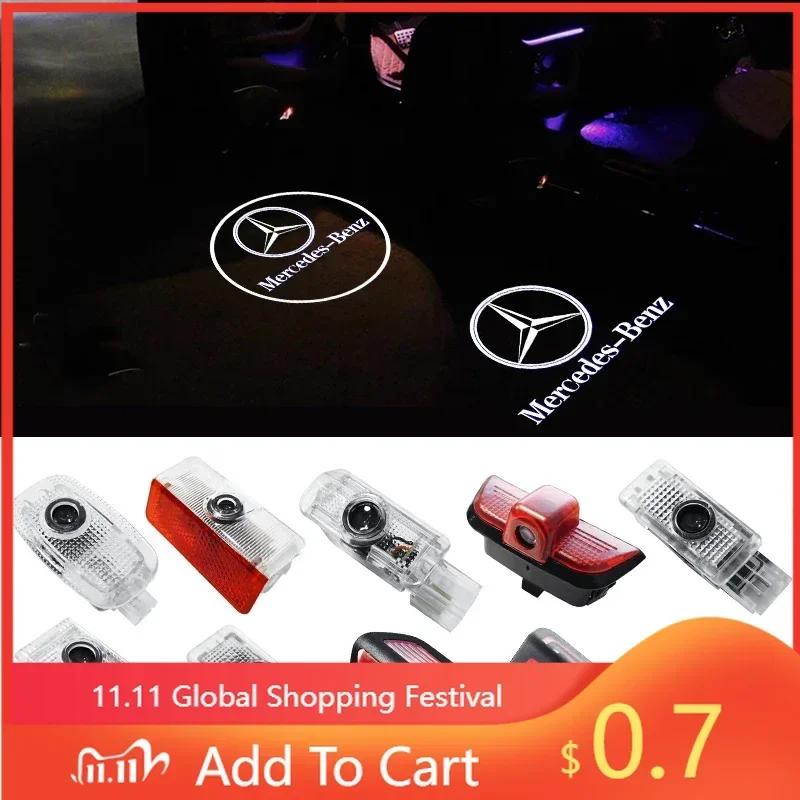 Автомобильная наклейка Для Benz Новая 2 шт. Светодиодные HD подсветки дверей автомобиля Логотип Benz Приветственный свет Для Mercedes Benz E GLC GLA GLB E GLB GLE C A Класса