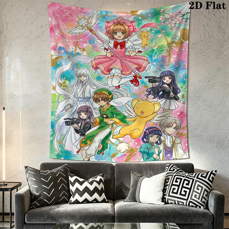 Cardcaptor Sakura Wall Hanging Printed Fabric Blanket Decorative Tapestries for Bedroom Living Room Home Decor